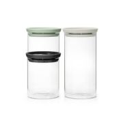 Снимка на Буркани комплект Brabantia Stackable 0.3L+0.6L+1.1L, Light Grey/Dark Grey/Jade Green, 3 броя