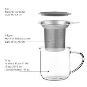 Снимка на Чаша за чай с цедка VIVA Minima 400ml, синьо капаче за запарка