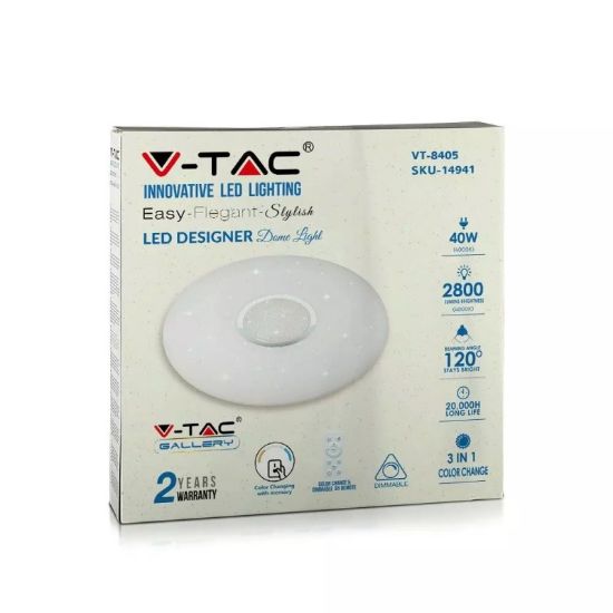 Снимка на Лед плафон 3в1 с дистанционно и шайба 40 W V-TAC