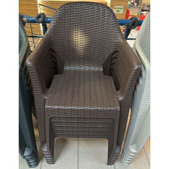 Снимка на Градински стол PVC кафяв Polo MEVSIM